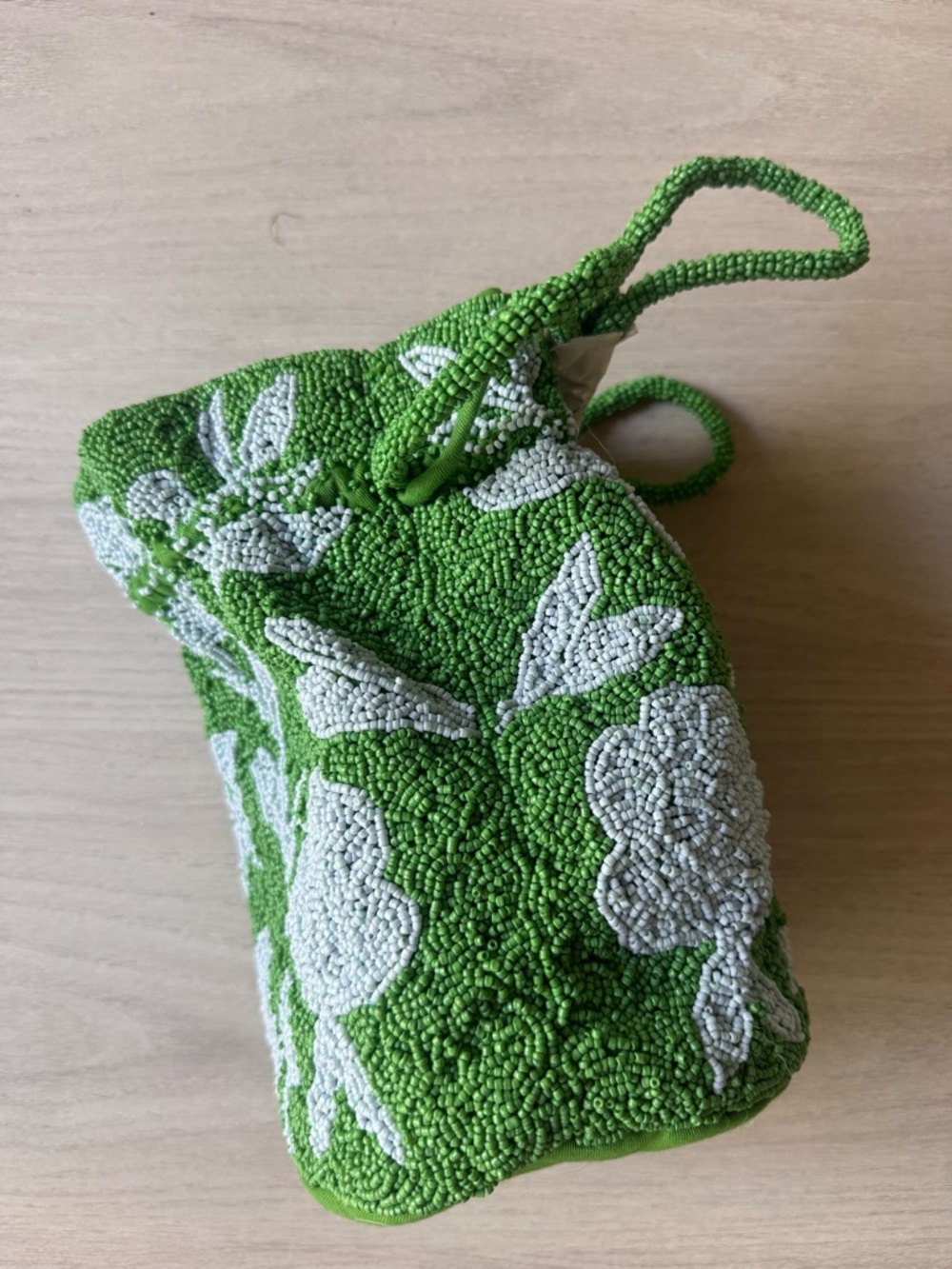 Kate Spade X Target - Green Beaded Floral Drawstring Bag - Picture 6 of 7